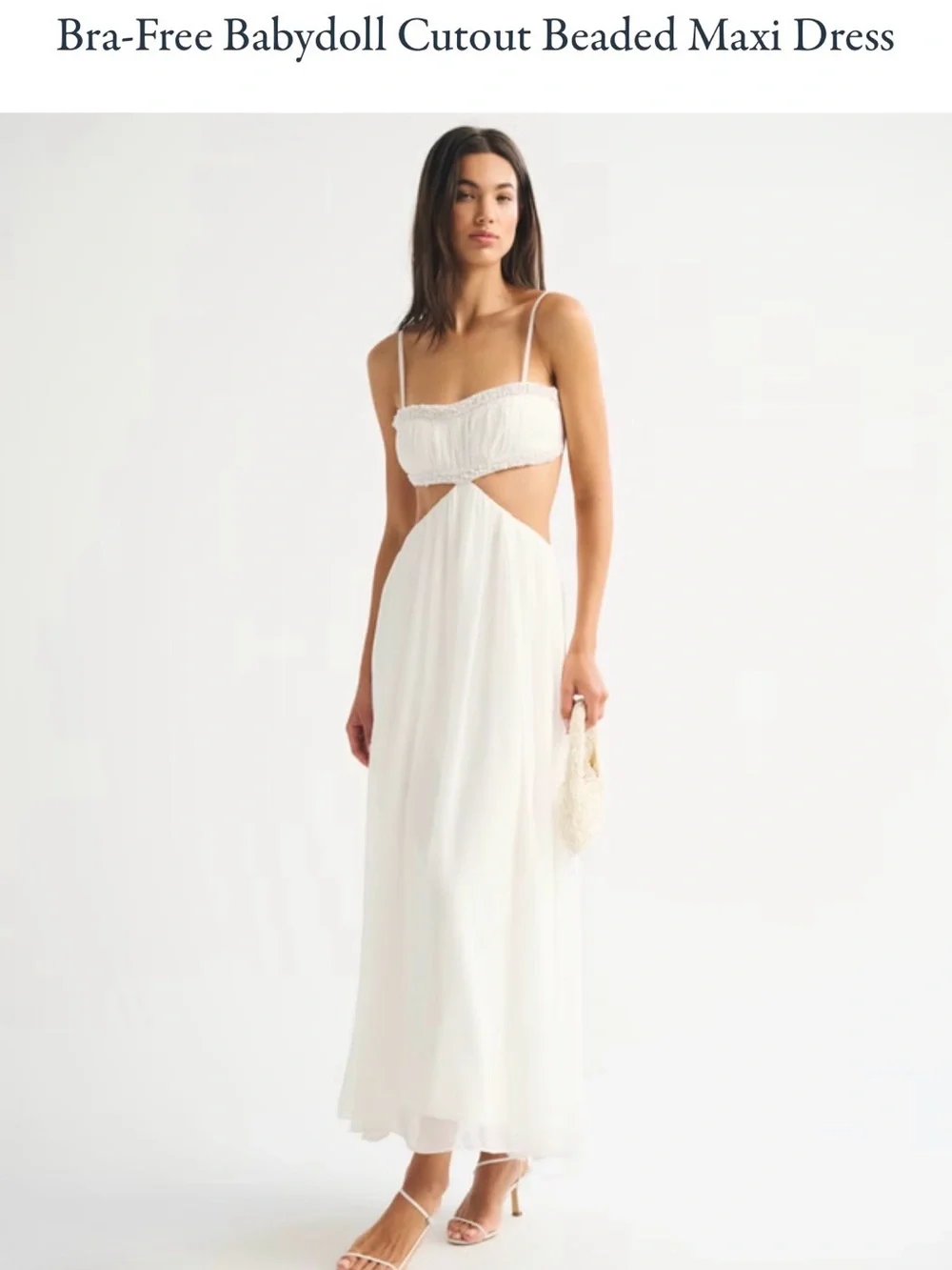 Abercrombie & Fitch White Bra-Free Babydoll Cutout Maxi Dress